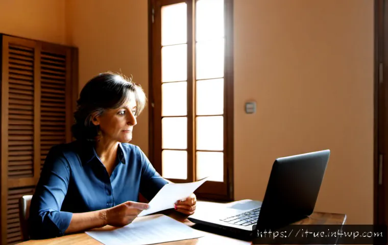 Home 12 행동 편향의 유형과 극복 방법 - Photorealistic Italian home office scene illustrating behavioral bias: a middle-aged Italian woman t...