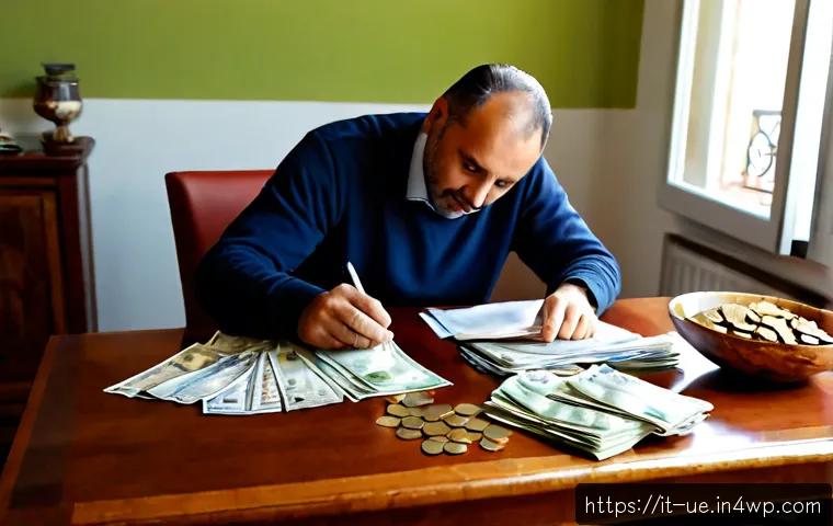 Home 17 행동재무학의 대표적 연구 사례 - Photorealistic behavioral finance scene in a bright Italian apartment, middle-aged Italian couple ca...